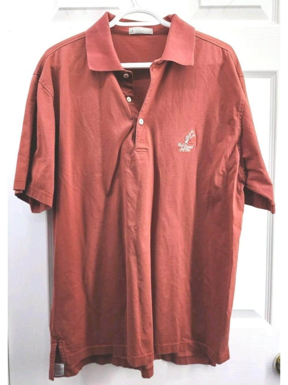 Peter Millar Top Polo Mens M Rust Orange Loch Lomond Golf Club